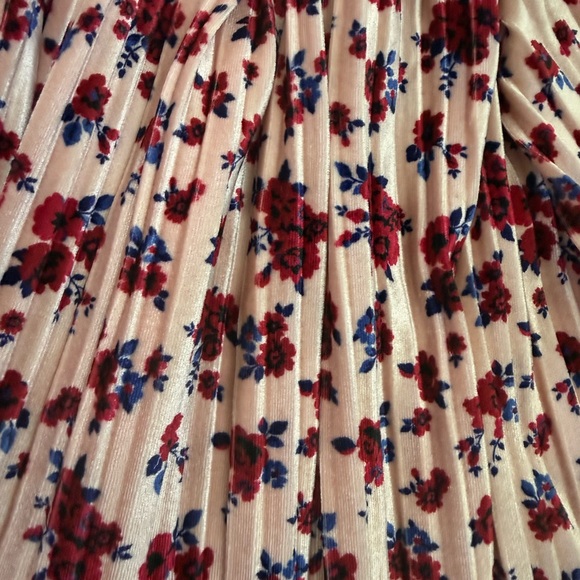 Pippa & Julie Girl's Pink With Red Floral Print‎ Pleated Velour Skirt Size 5T - Picture 4 of 9